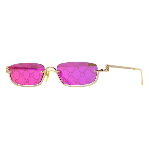 New GUCCI Gold Semi Rimless Rectangle GG1278S 3 Sunglasses Women - Picture 1 of 3